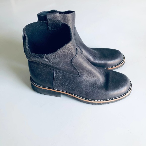 Roots Canada SZ 7 Dark Smoky Gray Leather Moto Ankle Boot Style 651 - Picture 2 of 10